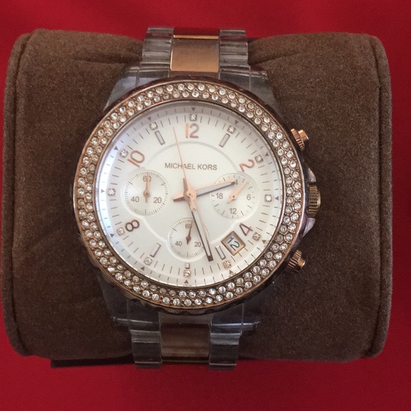 Michael Kors Madison Rose Gold and Clear Watch - Picture 1 of 5